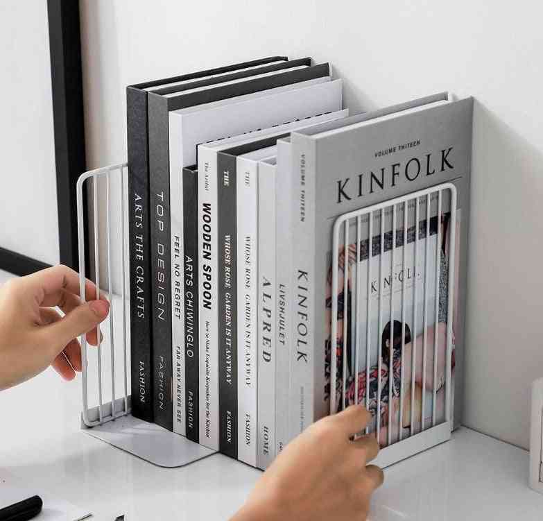 Bookend Book Stand, Support Simple Iron Desktop Non Slip Rack, Shelf Holder