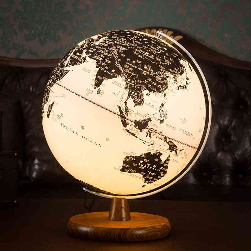 World Map Earth- Vintage Wooden Ornaments, Usb Glow Globe