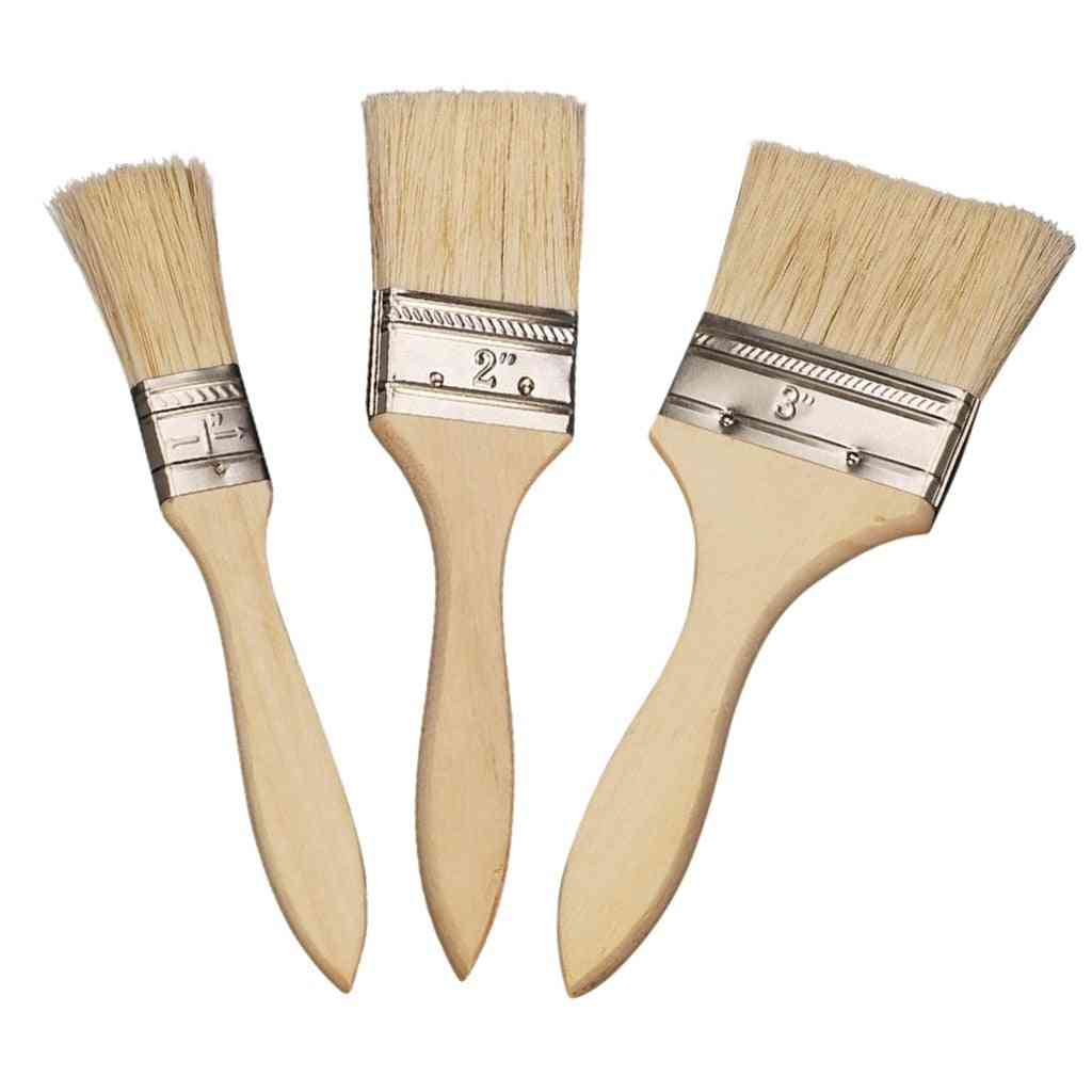 1/2/3 Inch Paint Brush With Wooden Handle
