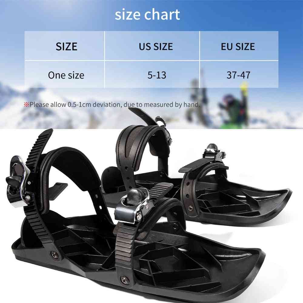 Mini Portable- Winter Ski Skates, Adjustable Bindings Snow, Short Outdoor Shoes