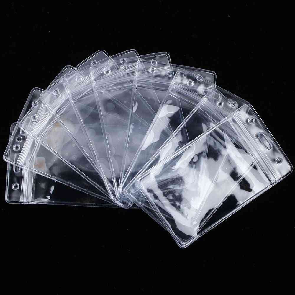 Horizontal Transparent Vinyl Plastic Id Card Badge Holder With Zipper Bag Case