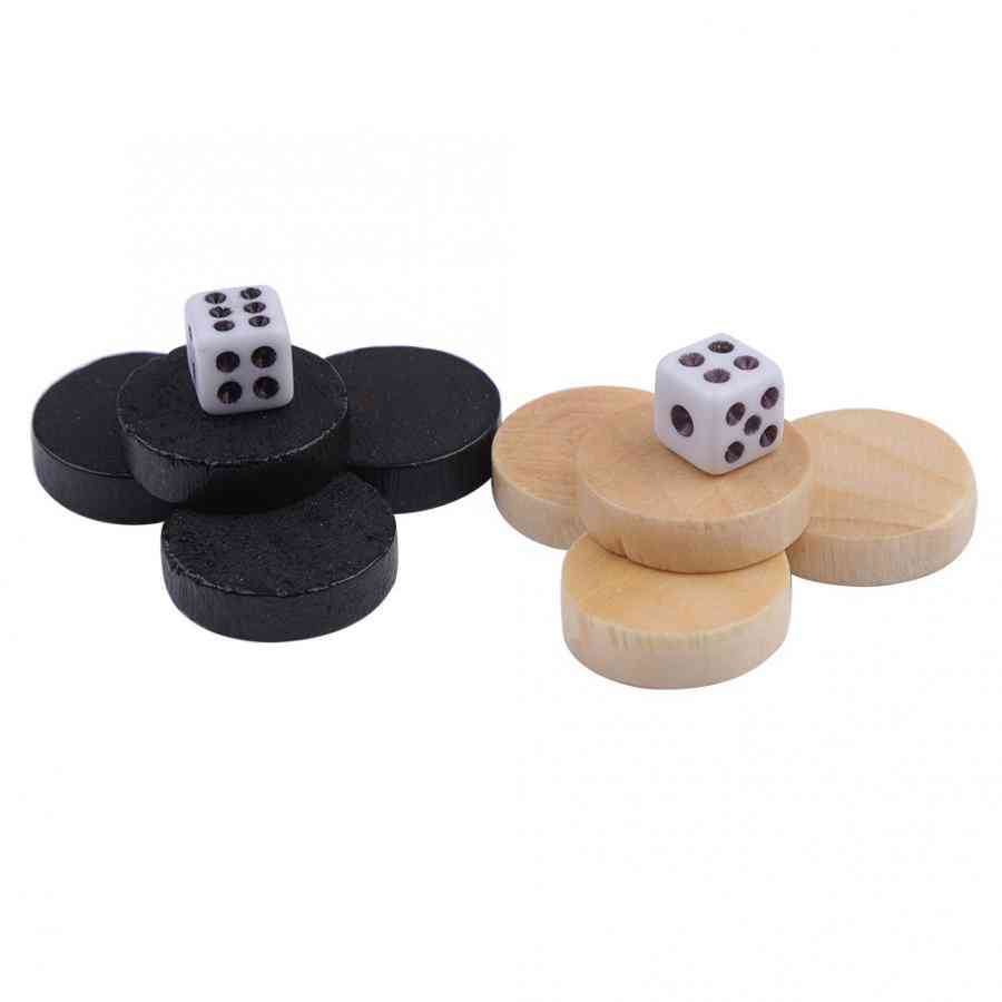 Schackpjäser i trä, utkast och pjäser & backgammon & gobang för brädspel för barn, tillbehör till lärande spel