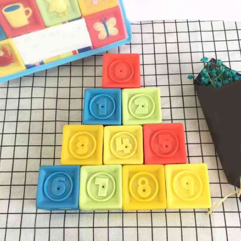Bébé blocs de construction souples relief 3d numéro de caoutchouc numérique musique apprentissage précoce éducatif pour les enfants