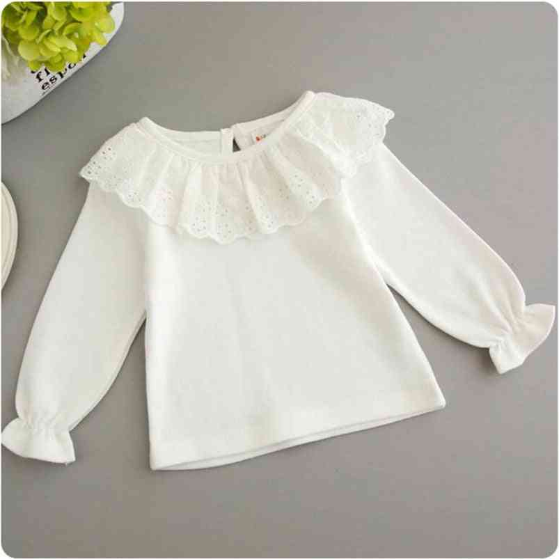 Sweet White Lace Baby Girls, Long Sleeve Cotton Shirt