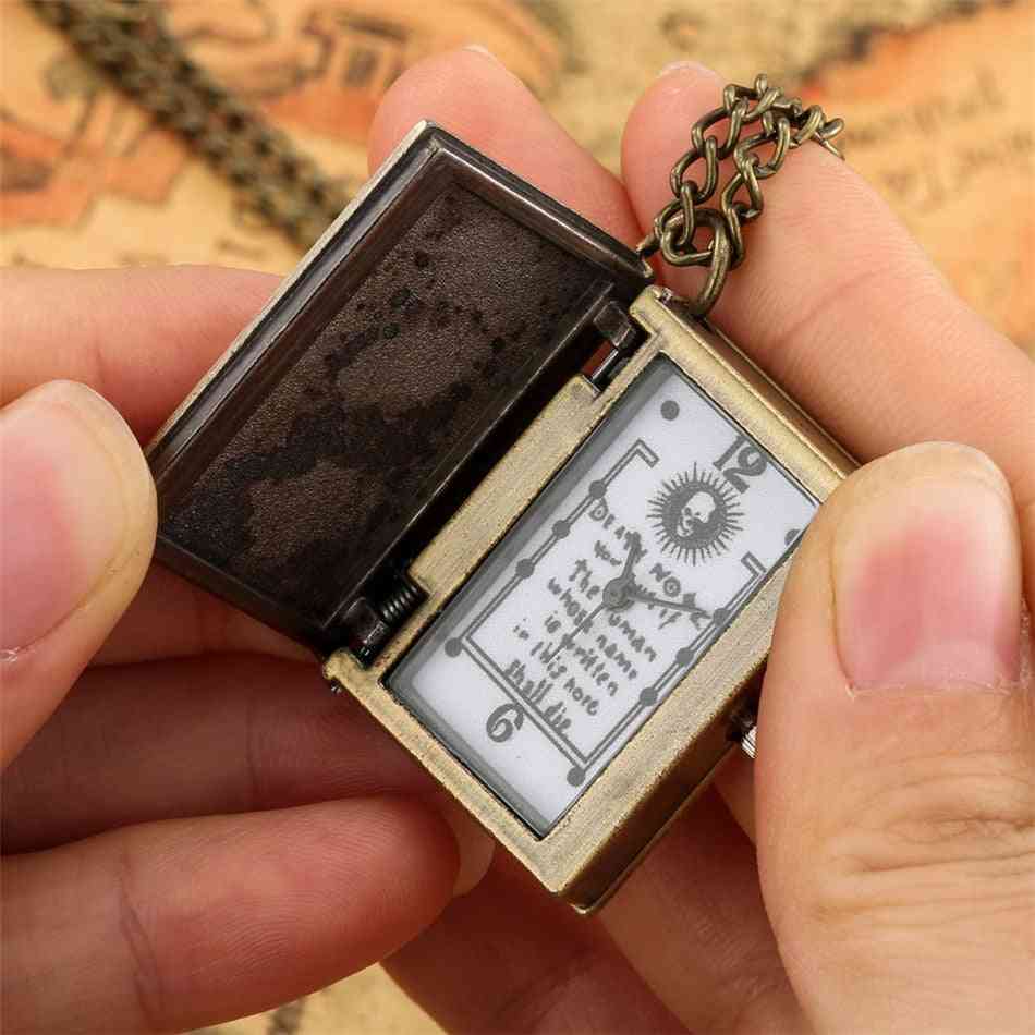 Exquisite Bronze/black Death Note Theme Quartz Necklace Pocket Watch