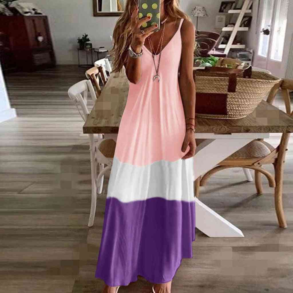 Sexy Stitching Maxi Dress, Bohemian Dress For Women's