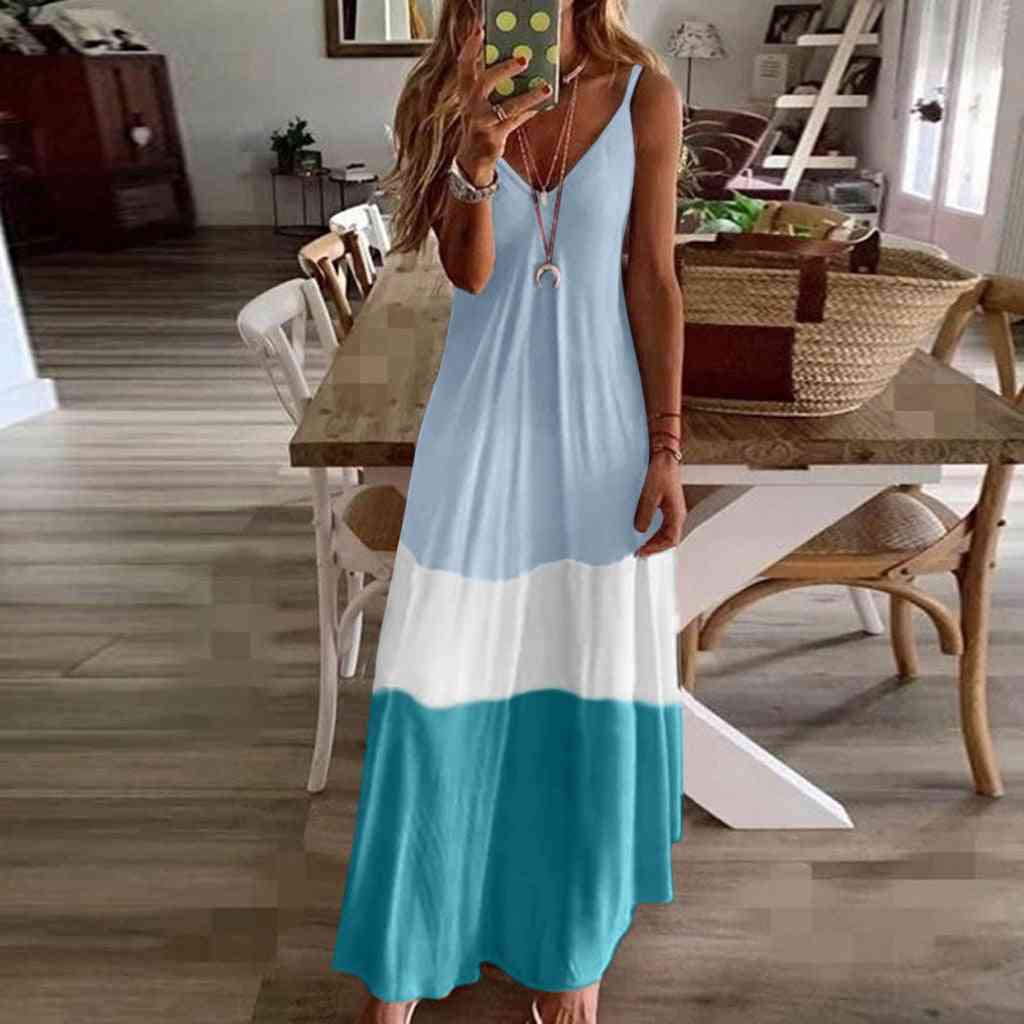 Sexy Stitching Maxi Dress, Bohemian Dress For Women's