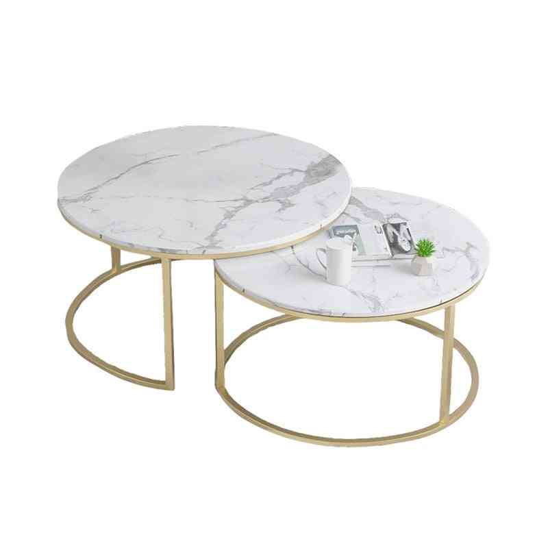 Marble Texture Wooden Coffee Table For Living Room Sofa Side