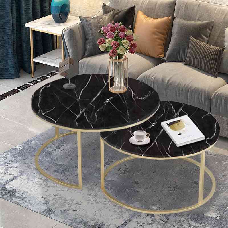 Marble Texture Wooden Coffee Table For Living Room Sofa Side
