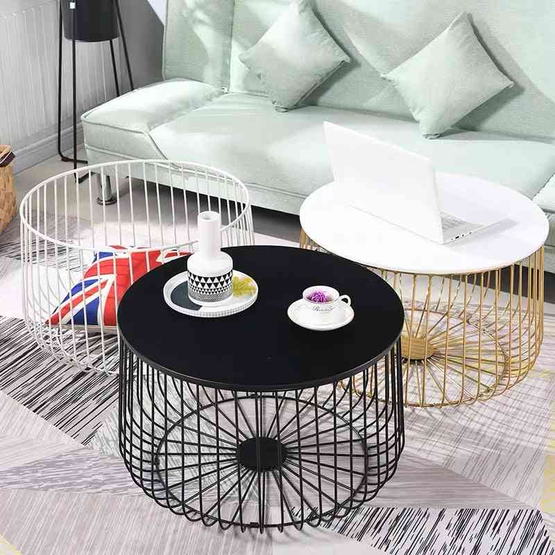Black Tempered Glass Round Coffee Table For Living Room Rose Golden