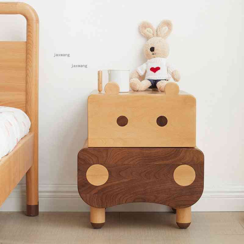 Solid Wood Kindergarten's Bedside Table Small Apartment Cartoon Storage Cabinet