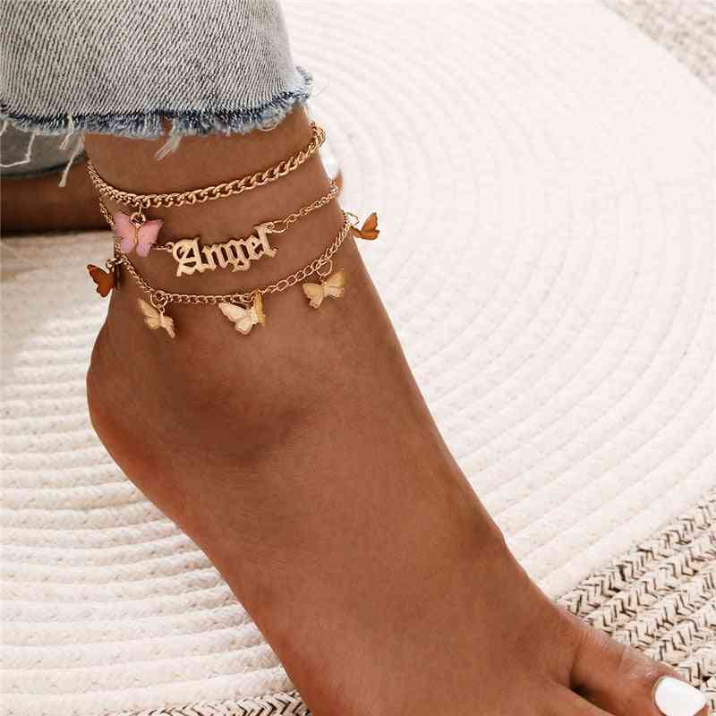 Fashion Multilayer Cute Butterfly Anklets For Women