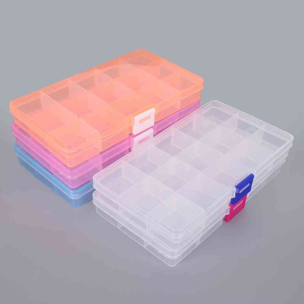 Plastopbevaringsbokse 15 slots justerbar emballage gennemsigtig værktøjskasse
