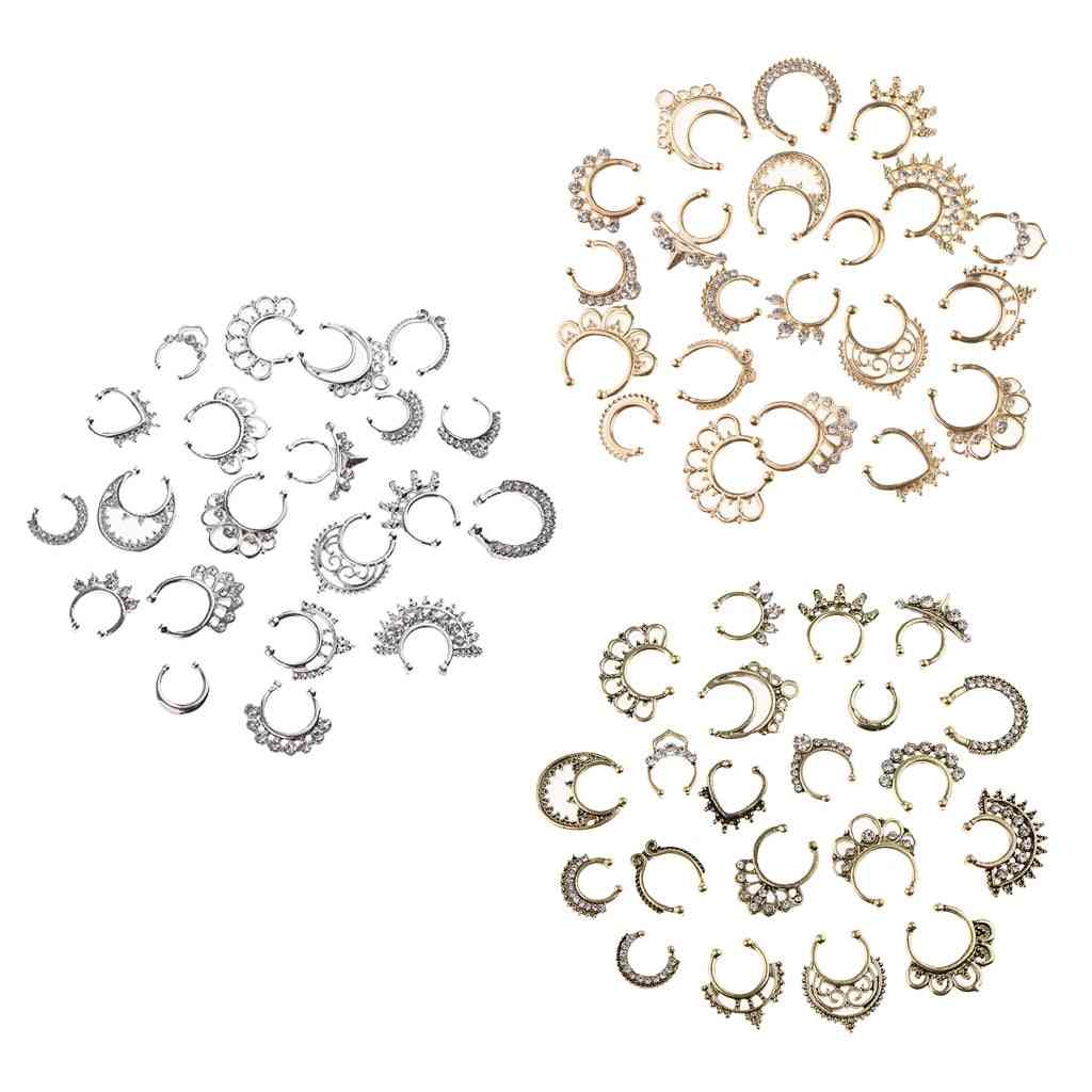 Nose Fake Septum Ring Clip On Body Jewelry Faux Hoop