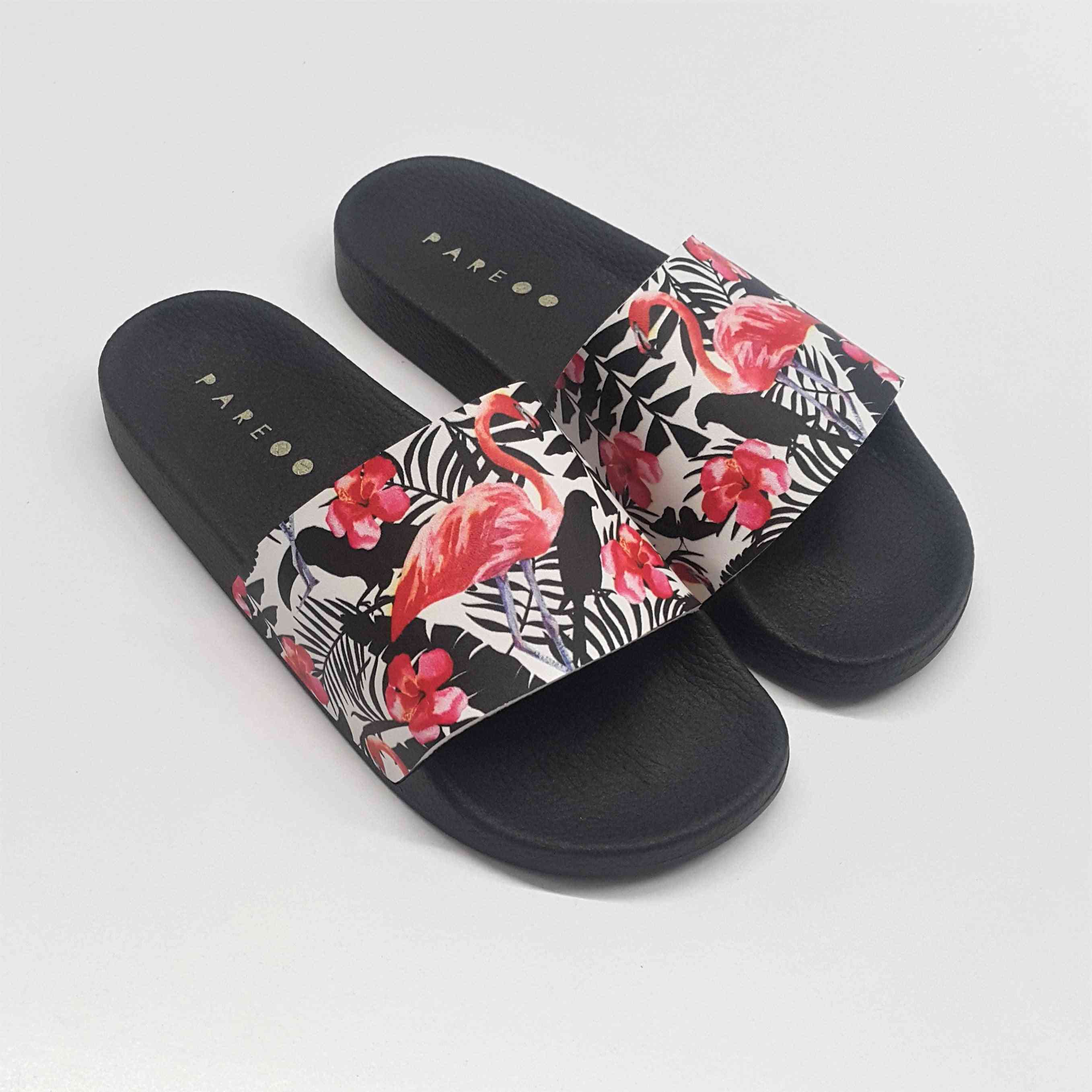 Flamingo Aruba- Black Slides, Slipper Sandal