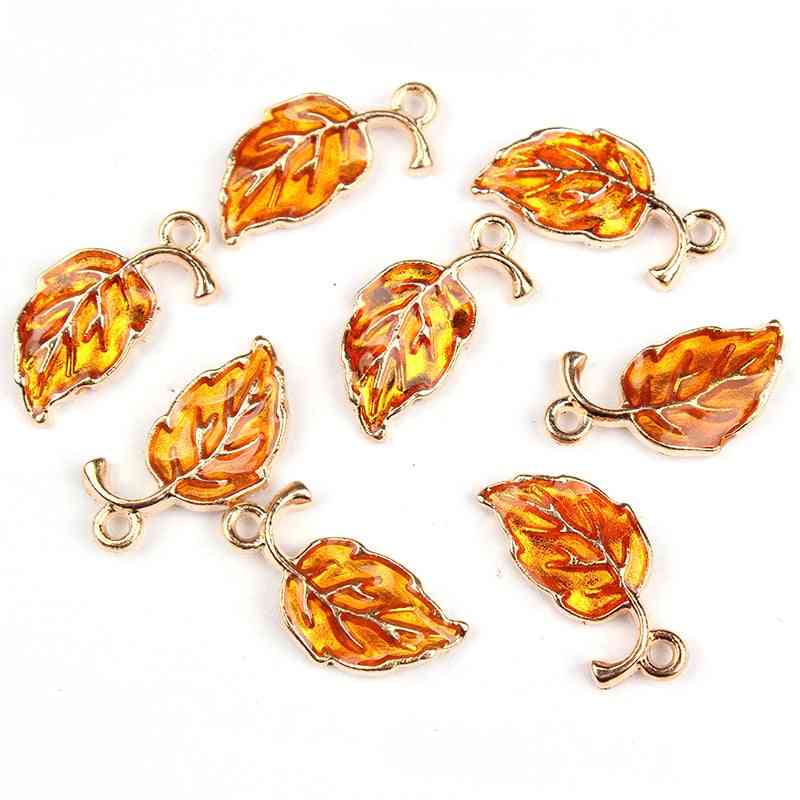 Alloy Drop Oil Leaves Shape Charms Pendant For Jewelry