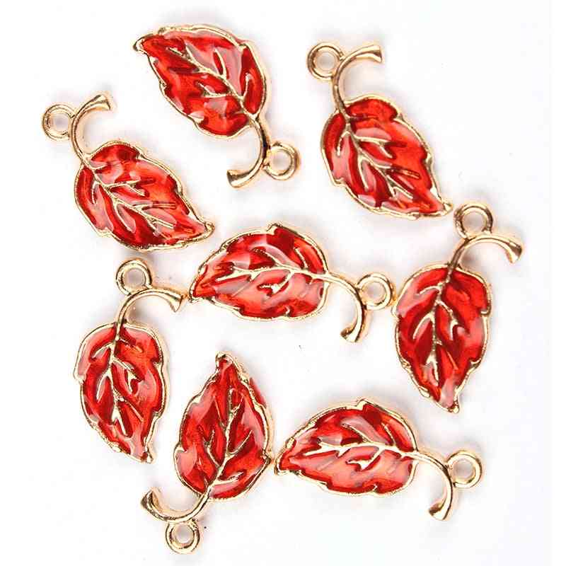 Alloy Drop Oil Leaves Shape Charms Pendant For Jewelry