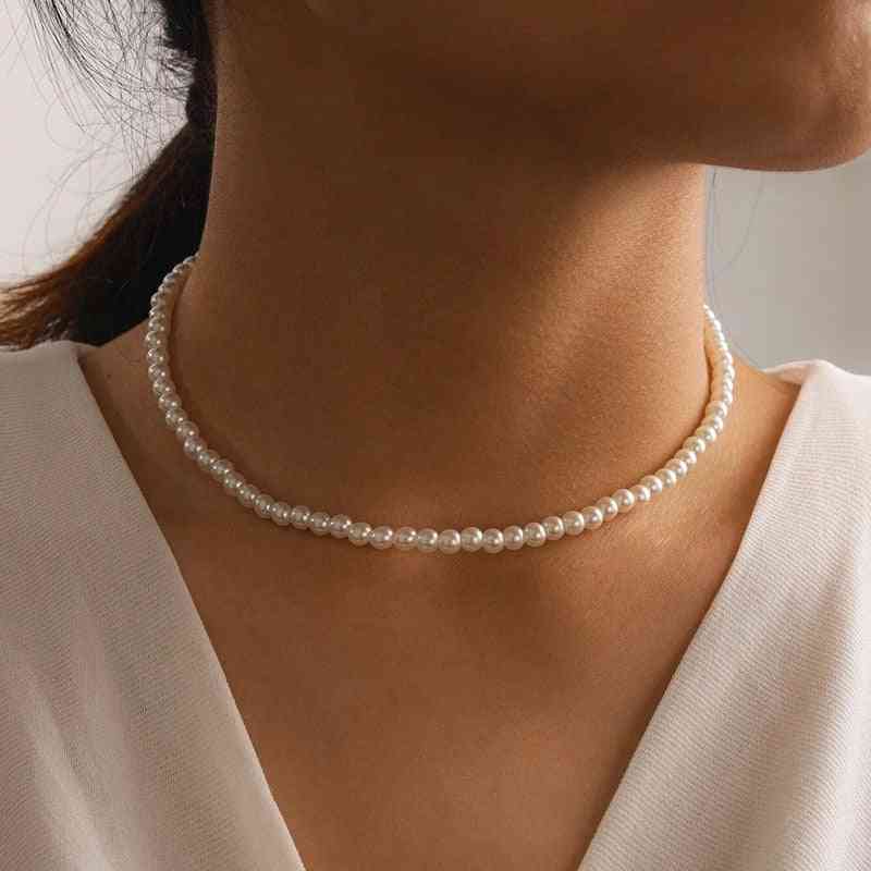 Imitation Pearl Beads Chokers Necklaces