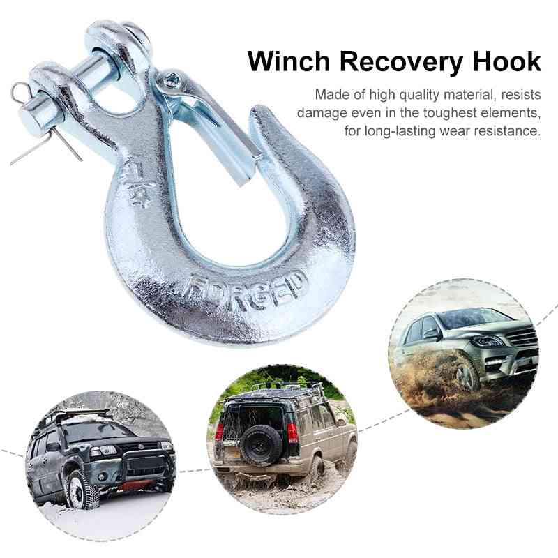 1/4'' Winch Cable Hook, Clevis Rigging, Tow Latch, Spring-loaded, Accessories
