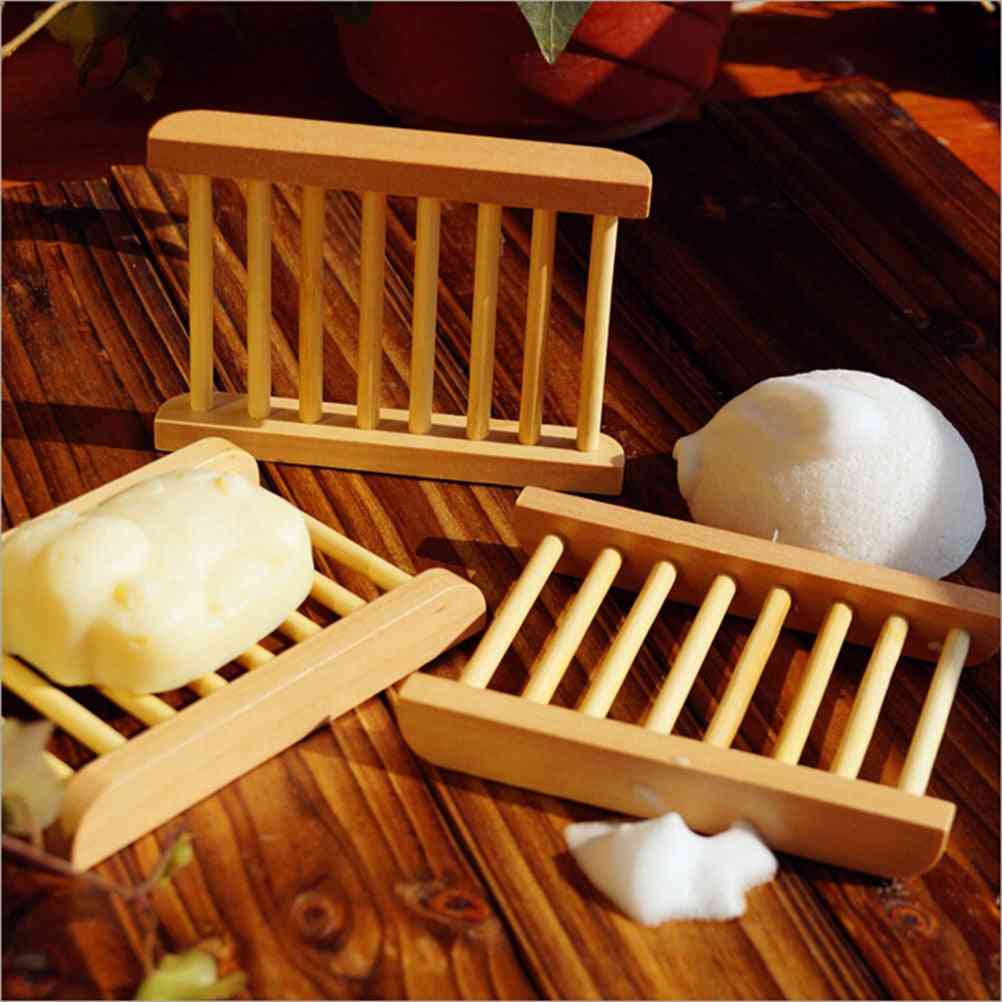 Wooden Soap Dishes- Trapezoid Natural Wood Box, Bath Holder For Shower Plate