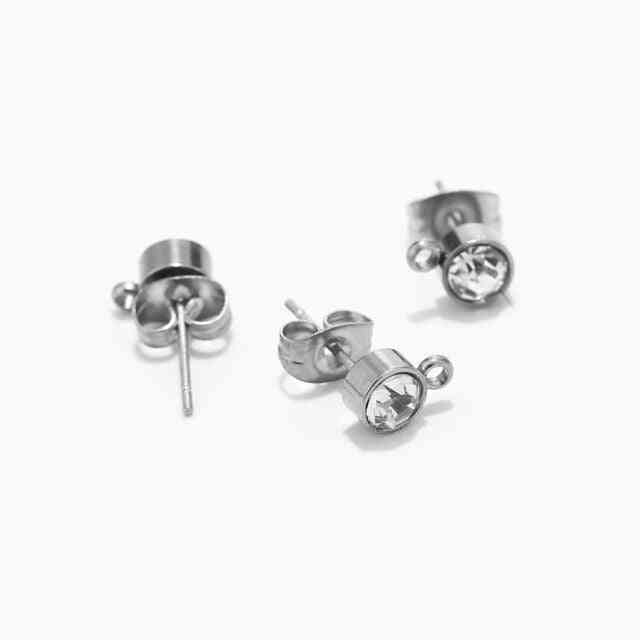Stainless Steel Earrings Stud Post Connectors Rings