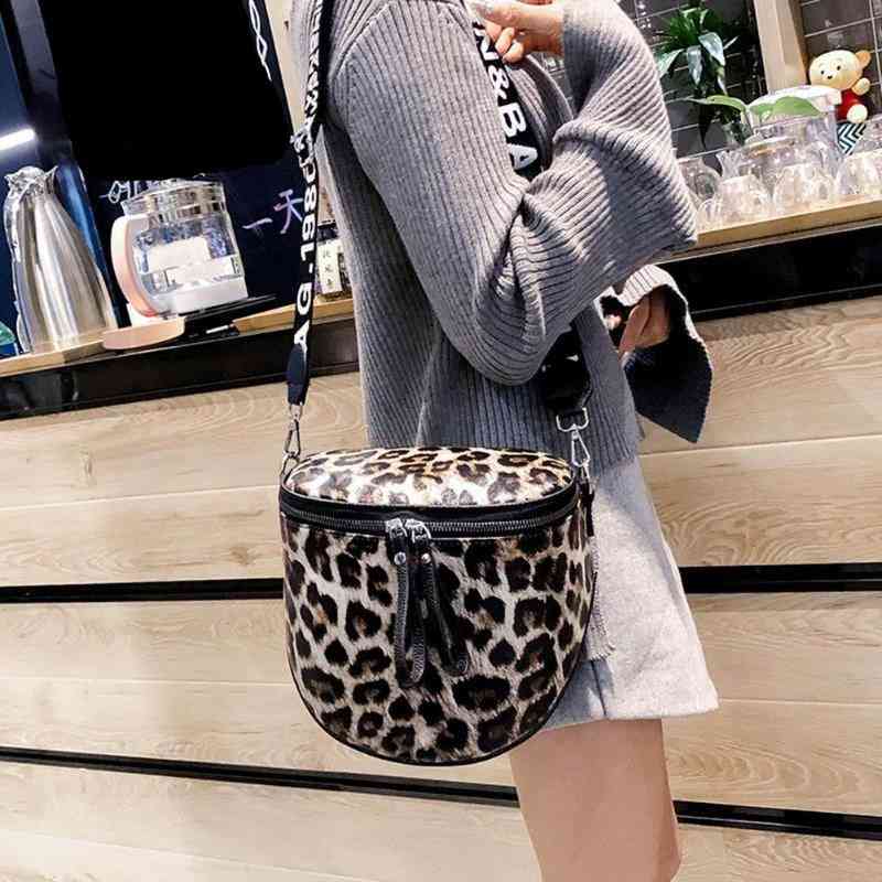 Leopard Print- Bucket Pu Leather, Crossbody Handbags
