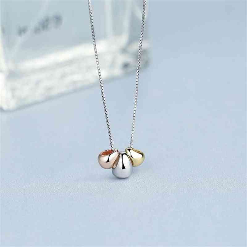 Simple Temperament Three-color Egg Sterling Silver Jewelry, Bean Clavicle Chain Pendant, Necklaces