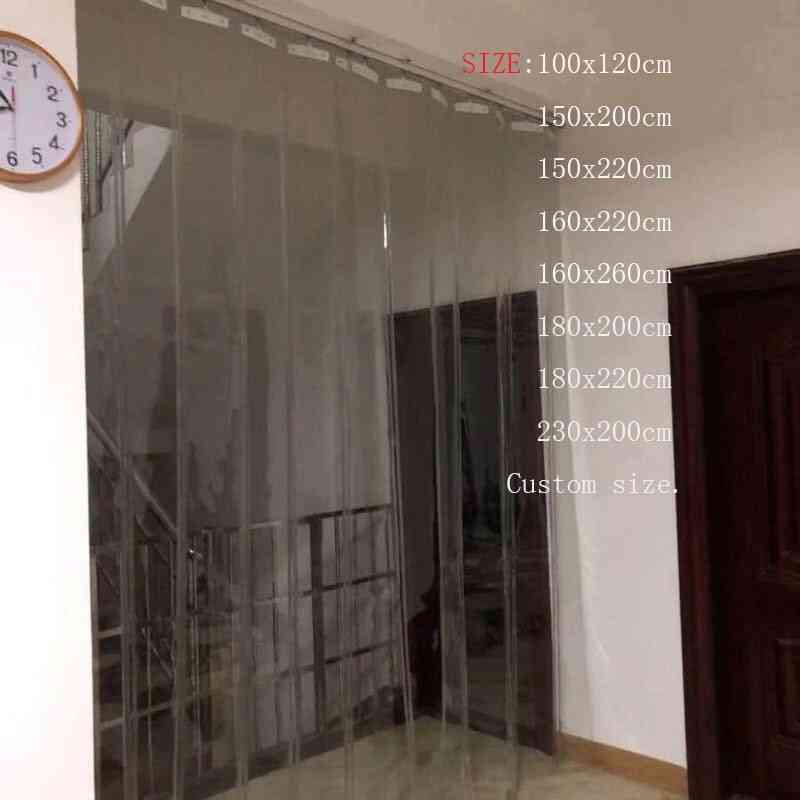 Transparent Pvc Plastic Curtain Windproof Sliding Curtain For Door Insulation With Accessories