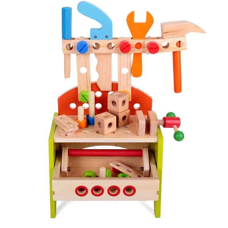 Kids Pretend Play Wooden Toy, Simulation Multifunctional Repair Tool Set