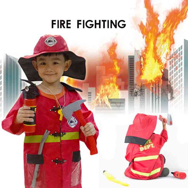 Kids Cosplay Costume Career Firefighter, Policemen, Pretend Play, Halloween Outfit