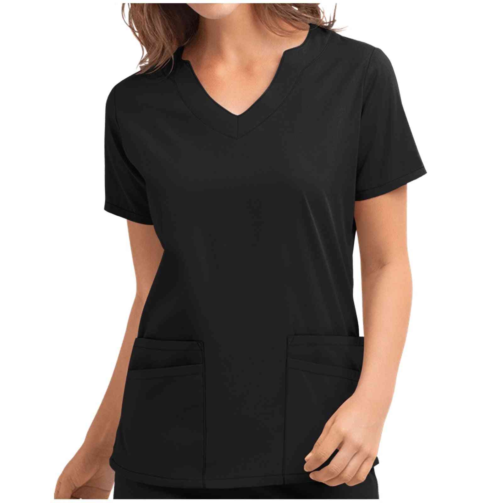 Women High Temperature Sterilizable Clothing Short Sleeve V-neck Tops