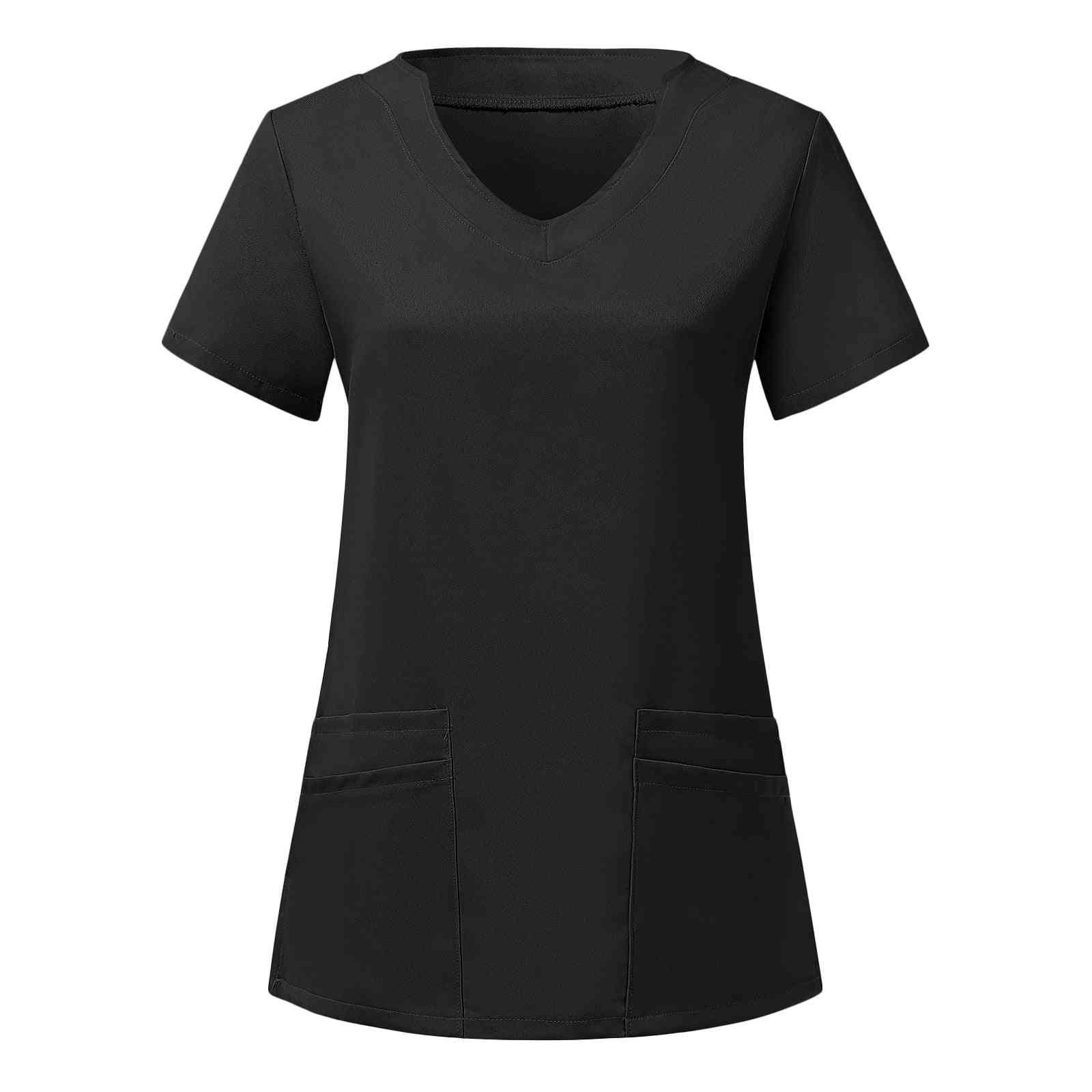Women High Temperature Sterilizable Clothing Short Sleeve V-neck Tops