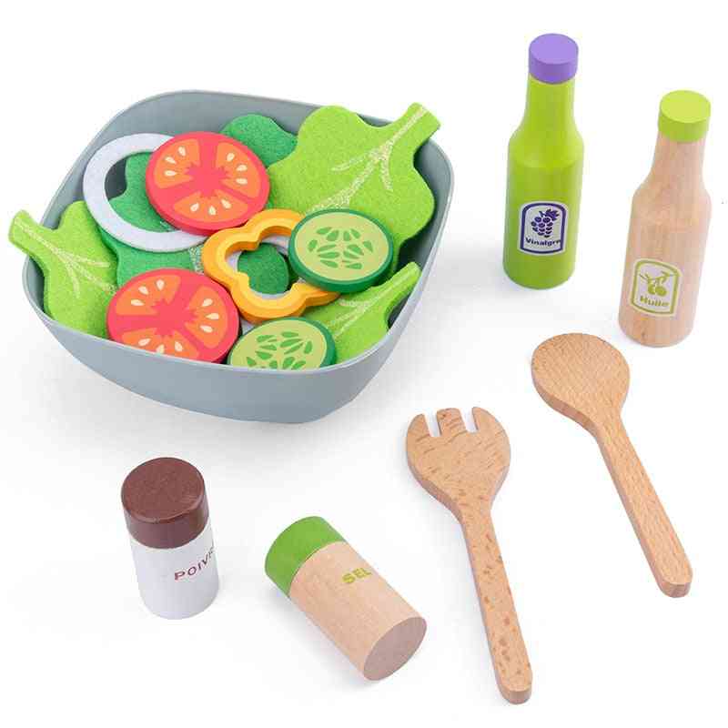 Dětská kuchyňka, zeleninový salát z kutilství, předstírání vaření, miniaturní jídlo, dřevěná hračka pro, dětská sada