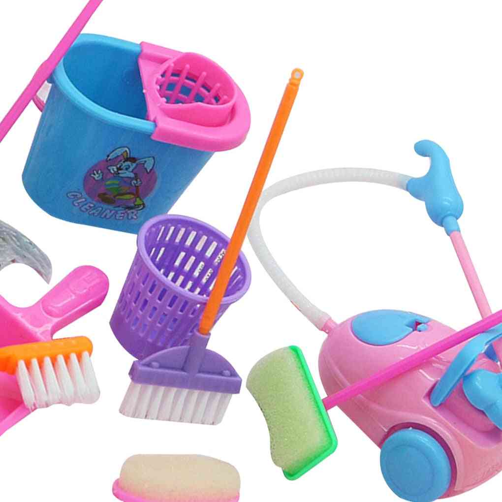 Mini Pretend Play Mop Broom, Cute Kids Cleaning Furniture Tools Kit, House Clean Toy