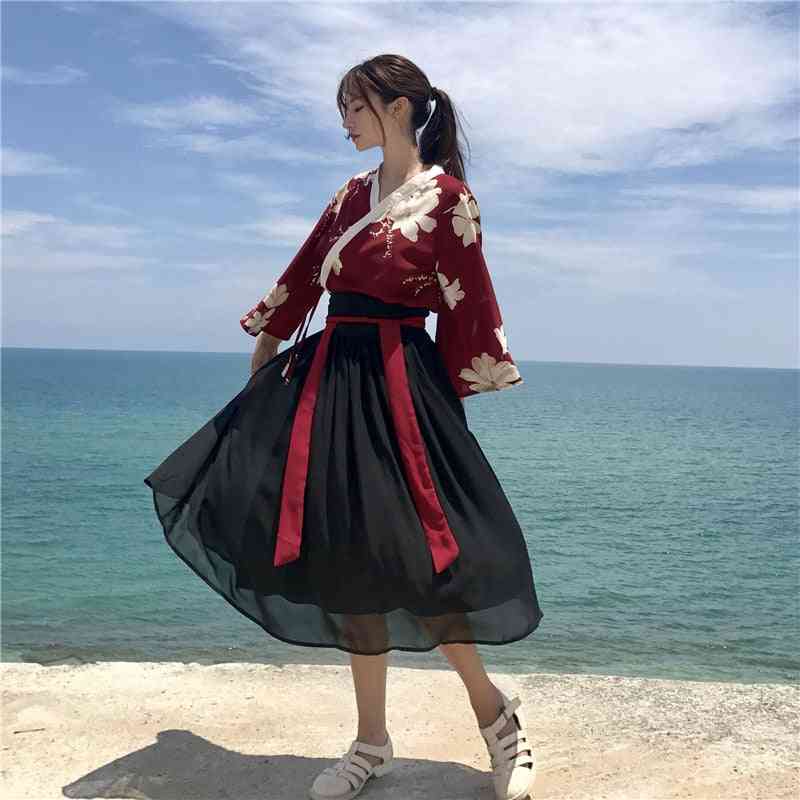 Women- Floral Kimono, Dress Skirt
