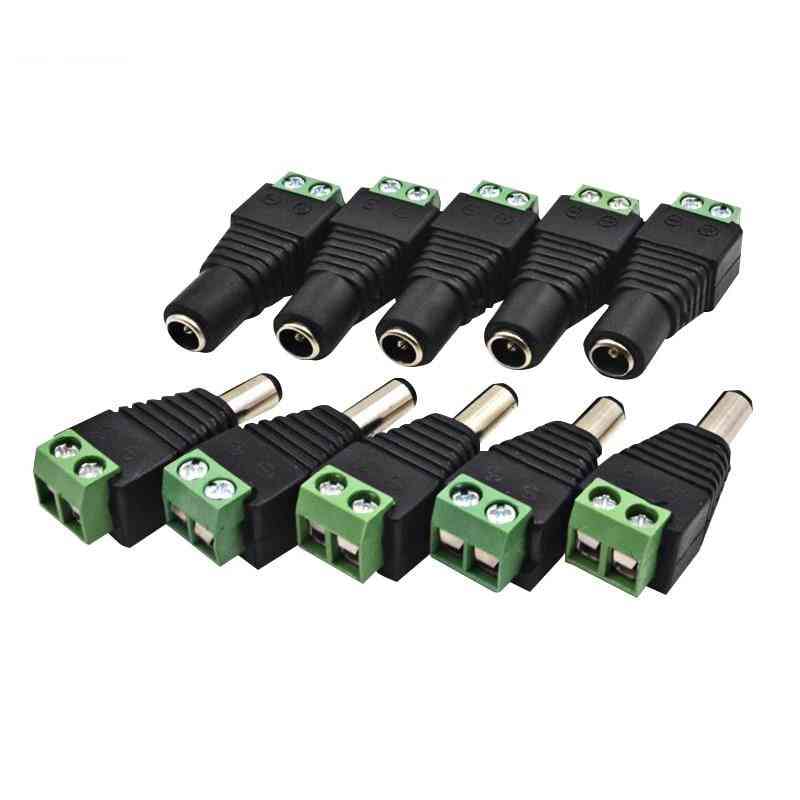 5pairs- Male & Female Dc Power Jack Plug, Screw-on, Wire Connector