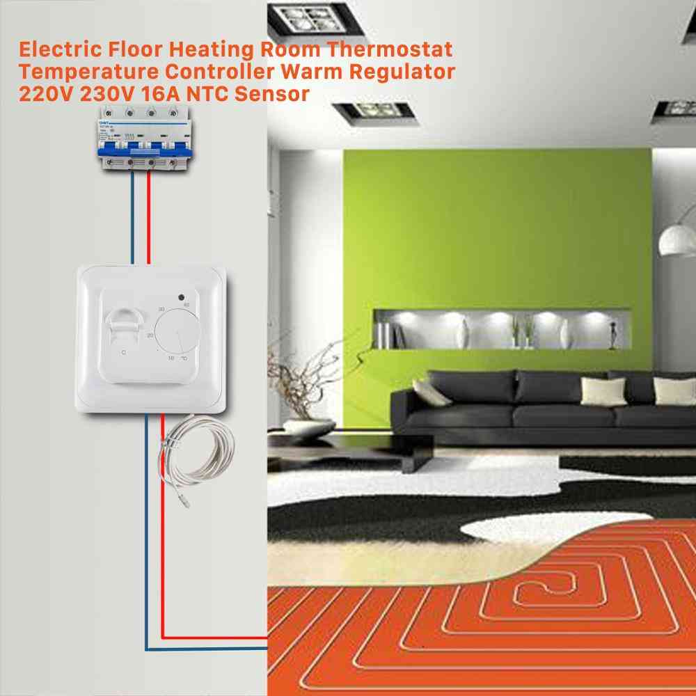 Elektrisk termostat varm gulv 220v 16a opvarmning rumtemperatur controller instrument kabel termos regulator