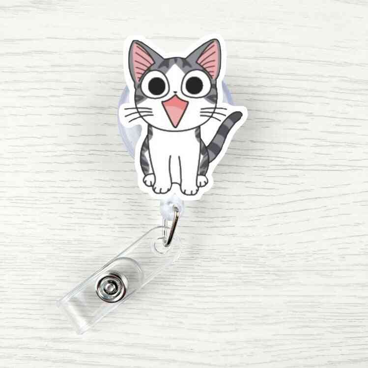 Retractable Nurse Badge Reel Cartoon Cat Id Card Badge Holder