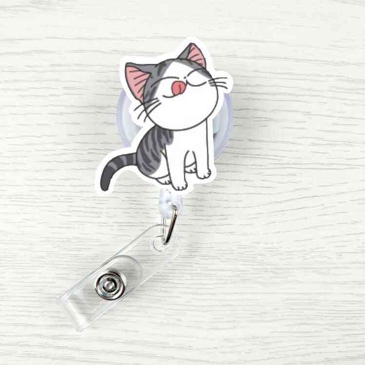 Retractable Nurse Badge Reel Cartoon Cat Id Card Badge Holder