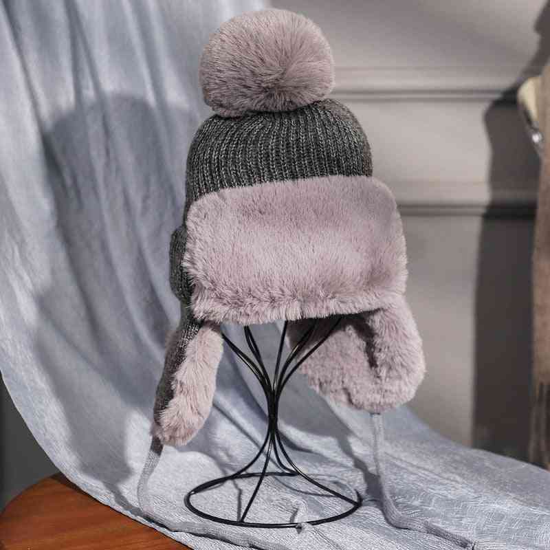 Winter Women's Hat, Warm Female Earmuffs Cap