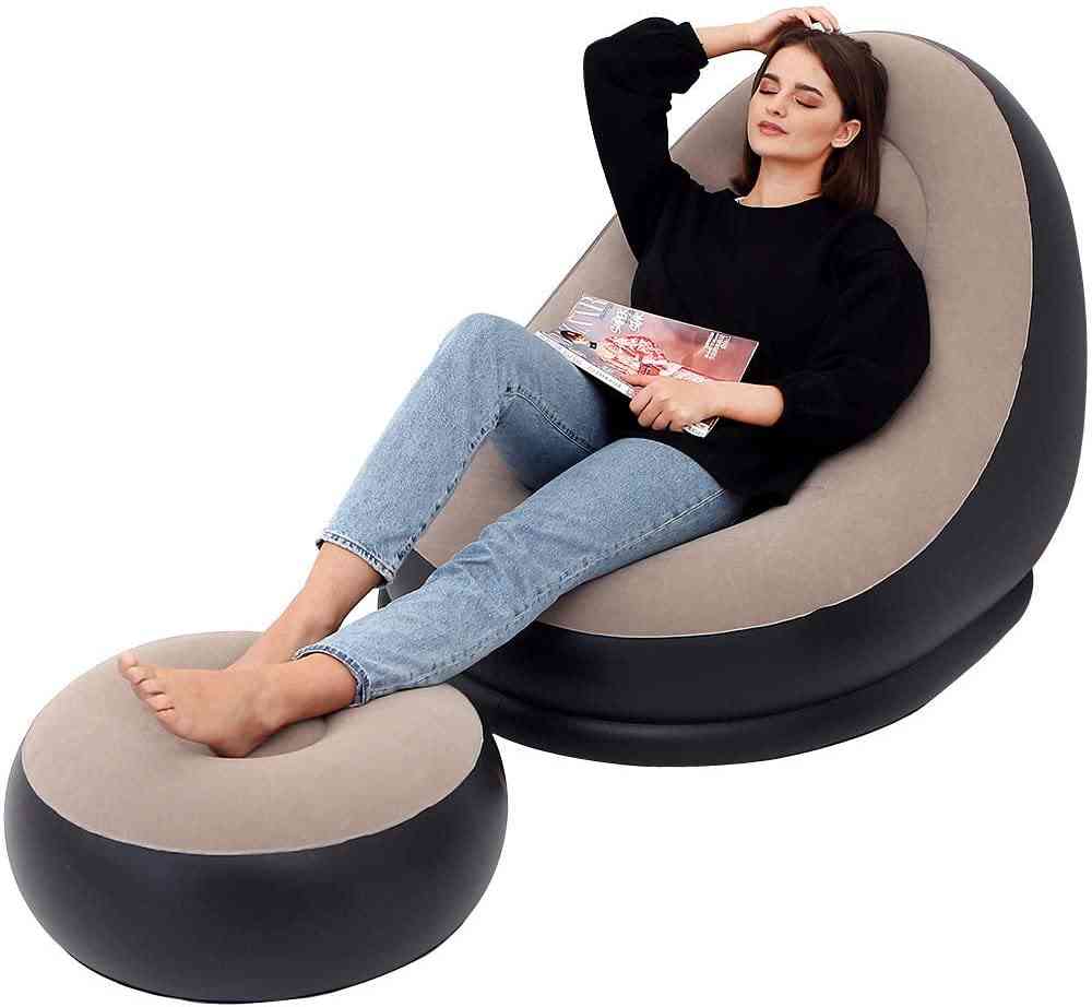 Egyszerű 2 szett pvc hordozható lusta felfújható kanapé szabadtéri légkanapé felfújható kültéri irodai ebédszünet típusú kanapé töltőszivattyúval