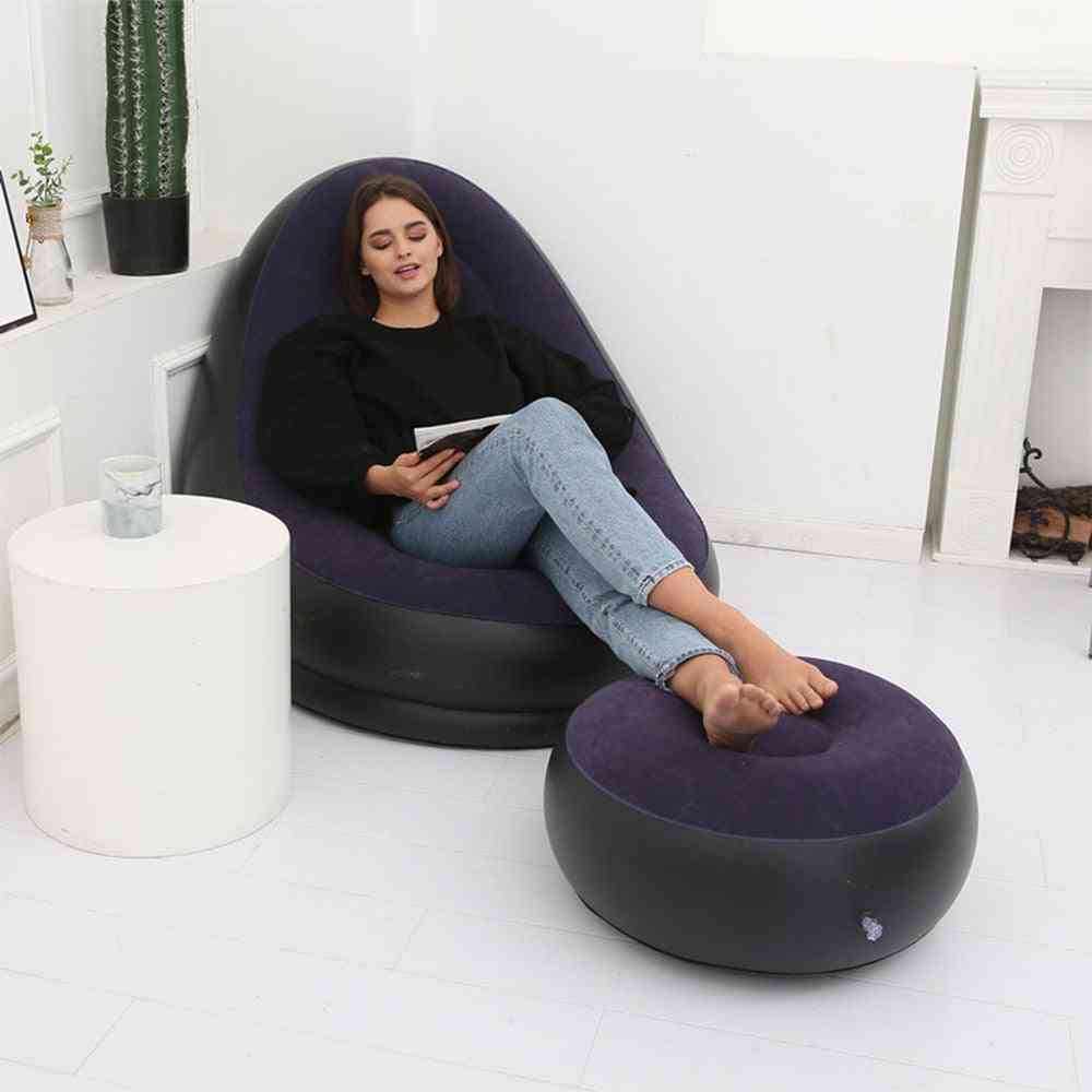 Egyszerű 2 szett pvc hordozható lusta felfújható kanapé szabadtéri légkanapé felfújható kültéri irodai ebédszünet típusú kanapé töltőszivattyúval