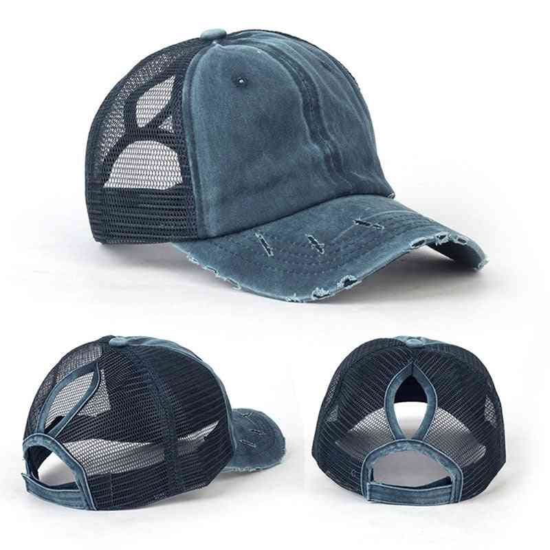 Summer- Casual Vintage Mesh, Trucker Snapback, Cotton Plain Sport Hats