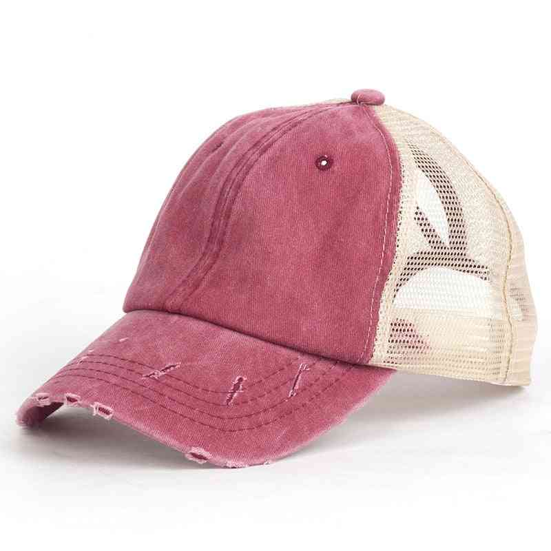 Summer- Casual Vintage Mesh, Trucker Snapback, Cotton Plain Sport Hats