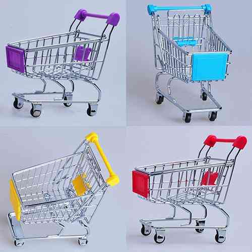 Kreativna mini simulacija ročnega vozička majhen nakupovalni voziček, pripomoček za pretvarjanje, otroški vozički