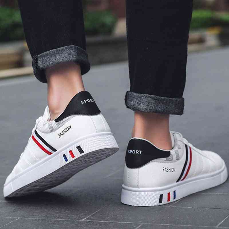 White Leather Men Sport Casual Shoes