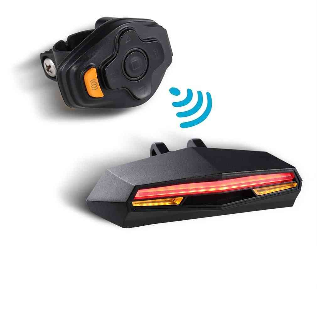 Usb Rechargeable- Wireless Remote Turning Control, Rear Laser Bicycle Light