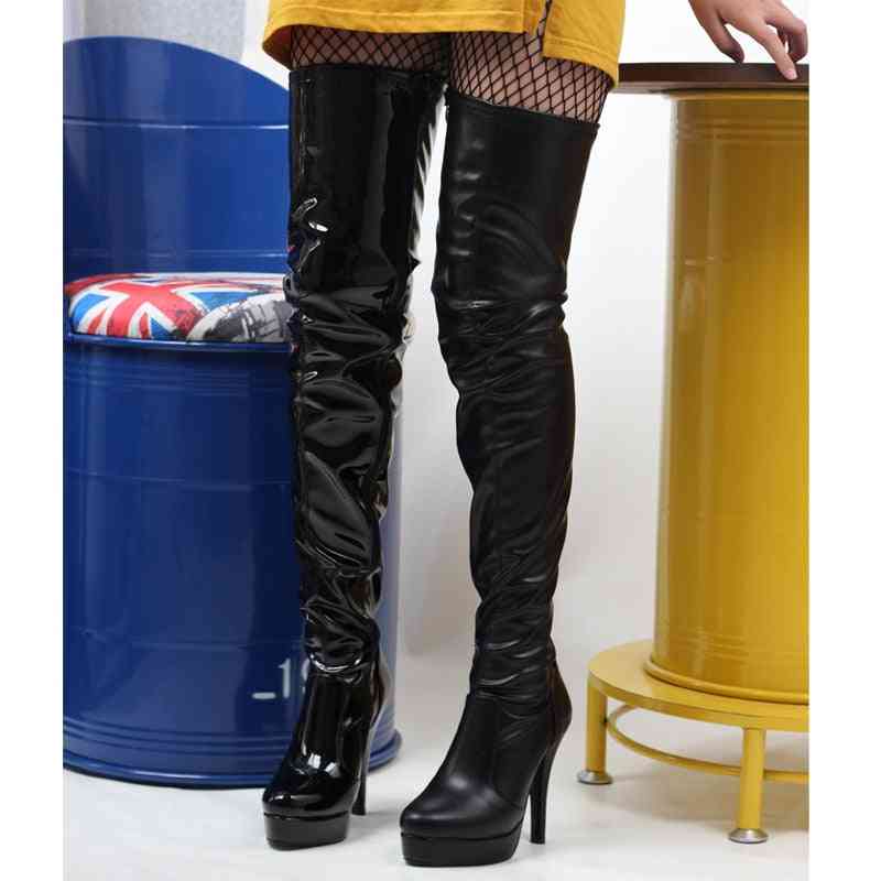 Unisex Pole Dancing, Round Toe, Over The Knee Thigh Boots