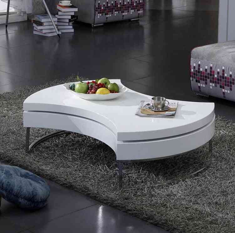 Modern Creative Rotating Coffee Table, Storage Round Sofa Tables