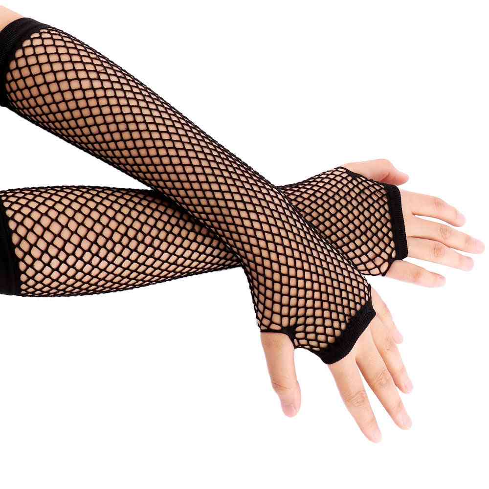 Fishnet Long Fingerless Gloves